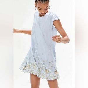 NWT Urban Outfitters Baby Blue Floral Trapeze Dress SZ XS